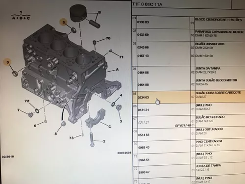 SELLO BLOCK CIT-PEU BER,C3,C4 / 206,207,307,PAR 1.4 8V(TU3JP) 1.6 16V(