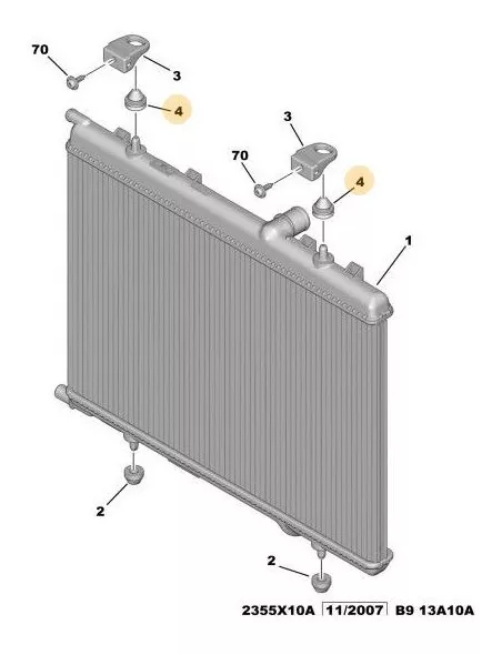SOPORTE RAD CIT-PEU C3,C-ELY / PEU 207,208,301,308 SUPERIOR (TIPO BUJE