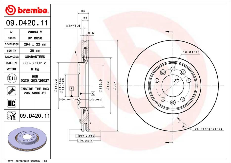 DISCO FRENO TRA CIT-EU JUMPY III / EXPERT III 16- 294MM VENT