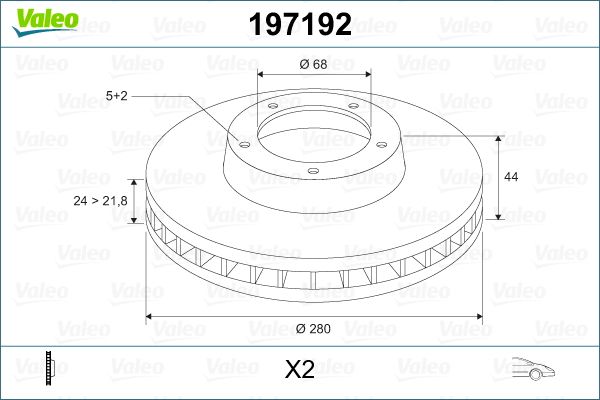 DISCO FRENO DEL REN DUS,FLU,MEG III,ORO 280MM 5 AGU VENT