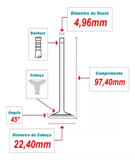 VALVULA ADM REN KWID,LOGAN 1.0 12V (B4D) JGO 6 VALVULAS